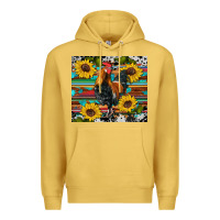 Antique Gold western coop animals rooster sunflowers cowhide wooden serape glitter Premium Hoodie - Artiststas