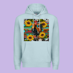 Western Coop Animals Rooster Sunflowers Cowhide Wooden Serape Glitter Premium Hoodie Designed By Artiststas