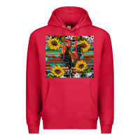 Cardinal western coop animals rooster sunflowers cowhide wooden serape glitter Premium Hoodie - Artiststas