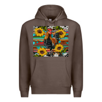 Coffee western coop animals rooster sunflowers cowhide wooden serape glitter Premium Hoodie - Artiststas