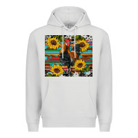 Dove Grey western coop animals rooster sunflowers cowhide wooden serape glitter Premium Hoodie - Artiststas
