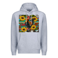 Heather Grey western coop animals rooster sunflowers cowhide wooden serape glitter Premium Hoodie - Artiststas