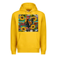 Lemon western coop animals rooster sunflowers cowhide wooden serape glitter Premium Hoodie - Artiststas
