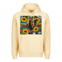Pina Colada western coop animals rooster sunflowers cowhide wooden serape glitter Premium Hoodie - Artiststas