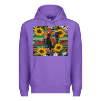 Purple western coop animals rooster sunflowers cowhide wooden serape glitter Premium Hoodie - Artiststas