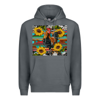 Rock western coop animals rooster sunflowers cowhide wooden serape glitter Premium Hoodie - Artiststas