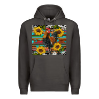 Smoke western coop animals rooster sunflowers cowhide wooden serape glitter Premium Hoodie - Artiststas