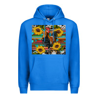 True Royal western coop animals rooster sunflowers cowhide wooden serape glitter Premium Hoodie - Artiststas