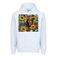 White western coop animals rooster sunflowers cowhide wooden serape glitter Premium Hoodie - Artiststas