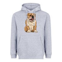 Heather Grey english bulldog Heavyweight Hoodie - RanaPortraitStore
