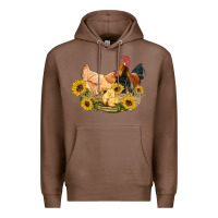 Chestnut western coop animals farm chicken chick rooster sunflowers Premium Hoodie - Artiststas