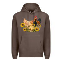 Coffee western coop animals farm chicken chick rooster sunflowers Premium Hoodie - Artiststas