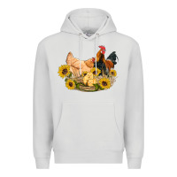 Dove Grey western coop animals farm chicken chick rooster sunflowers Premium Hoodie - Artiststas