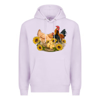 Lilac western coop animals farm chicken chick rooster sunflowers Premium Hoodie - Artiststas