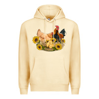 Pina Colada western coop animals farm chicken chick rooster sunflowers Premium Hoodie - Artiststas