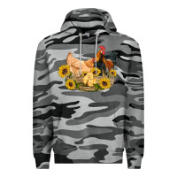 Slate Camo western coop animals farm chicken chick rooster sunflowers Premium Hoodie - Artiststas