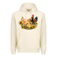 Tofu western coop animals farm chicken chick rooster sunflowers Premium Hoodie - Artiststas