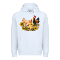 White western coop animals farm chicken chick rooster sunflowers Premium Hoodie - Artiststas