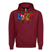 Burgundy love haitian republic Zipper Hoodie - RanaPortraitStore