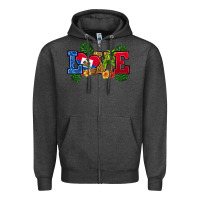 Charcoal Heather love haitian republic Zipper Hoodie - RanaPortraitStore