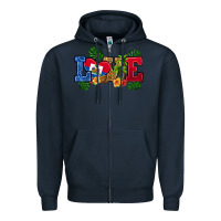 Navy love haitian republic Zipper Hoodie - RanaPortraitStore