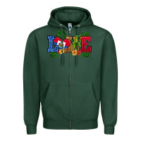 Sports Green love haitian republic Zipper Hoodie - RanaPortraitStore