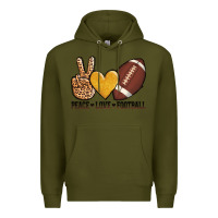 Army Green peace love football Premium Hoodie - AdoDesignShop