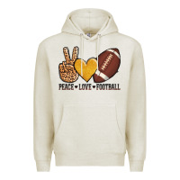 Oatmeal Heather peace love football Premium Hoodie - AdoDesignShop