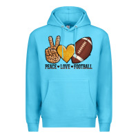 Ocean Blue peace love football Premium Hoodie - AdoDesignShop
