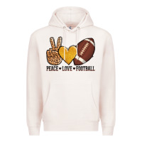 Pale Pink peace love football Premium Hoodie - AdoDesignShop