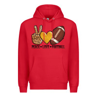 Red peace love football Premium Hoodie - AdoDesignShop