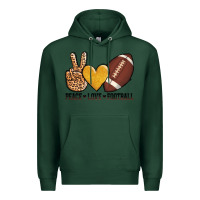Sports Green peace love football Premium Hoodie - AdoDesignShop