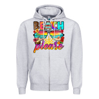 Heather Grey beach please Zipper Hoodie - RanaPortraitStore