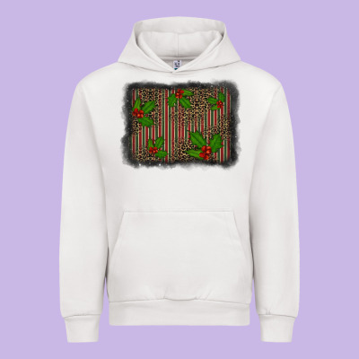 Christmas Plaid Leopard Mistletoe Background Urban Hoodie Designed By Barkaloodesign