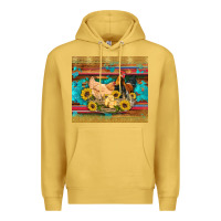 Antique Gold western coop animals farm chicken chick rooster sunflowers wooden sera Premium Hoodie - Artiststas