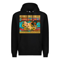 Black western coop animals farm chicken chick rooster sunflowers wooden sera Premium Hoodie - Artiststas