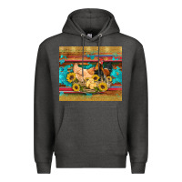Charcoal Heather western coop animals farm chicken chick rooster sunflowers wooden sera Premium Hoodie - Artiststas