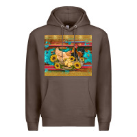 Coffee western coop animals farm chicken chick rooster sunflowers wooden sera Premium Hoodie - Artiststas