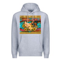 Heather Grey western coop animals farm chicken chick rooster sunflowers wooden sera Premium Hoodie - Artiststas