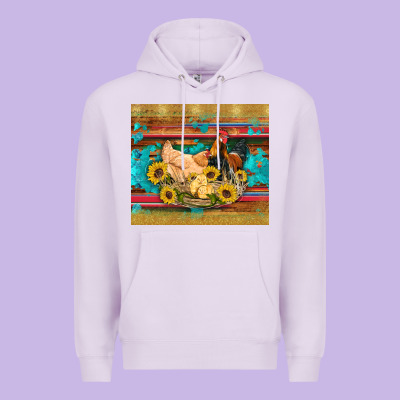 Western Coop Animals Farm Chicken Chick Rooster Sunflowers Wooden Sera Premium Hoodie Designed By Artiststas