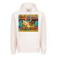 Pale Pink western coop animals farm chicken chick rooster sunflowers wooden sera Premium Hoodie - Artiststas