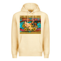 Pina Colada western coop animals farm chicken chick rooster sunflowers wooden sera Premium Hoodie - Artiststas