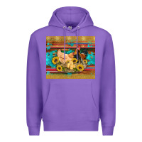 Purple western coop animals farm chicken chick rooster sunflowers wooden sera Premium Hoodie - Artiststas
