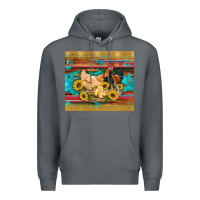 Rock western coop animals farm chicken chick rooster sunflowers wooden sera Premium Hoodie - Artiststas