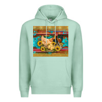 Seafoam western coop animals farm chicken chick rooster sunflowers wooden sera Premium Hoodie - Artiststas