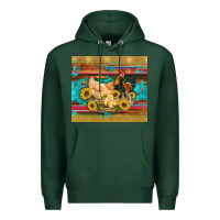 Sports Green western coop animals farm chicken chick rooster sunflowers wooden sera Premium Hoodie - Artiststas