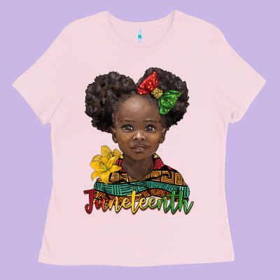 Juneteenth African Girl Ladies Tee Designed By Barkaloodesign