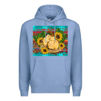 Colony Blue western chicks coop animals sunflowers cactus serape leopard turquoise Premium Hoodie - Artiststas