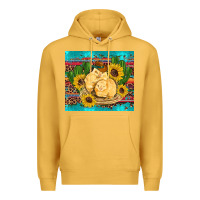 Mustard western chicks coop animals sunflowers cactus serape leopard turquoise Premium Hoodie - Artiststas