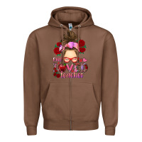 Chestnut one loved teacher messy bun Zipper Hoodie - RanaPortraitStore